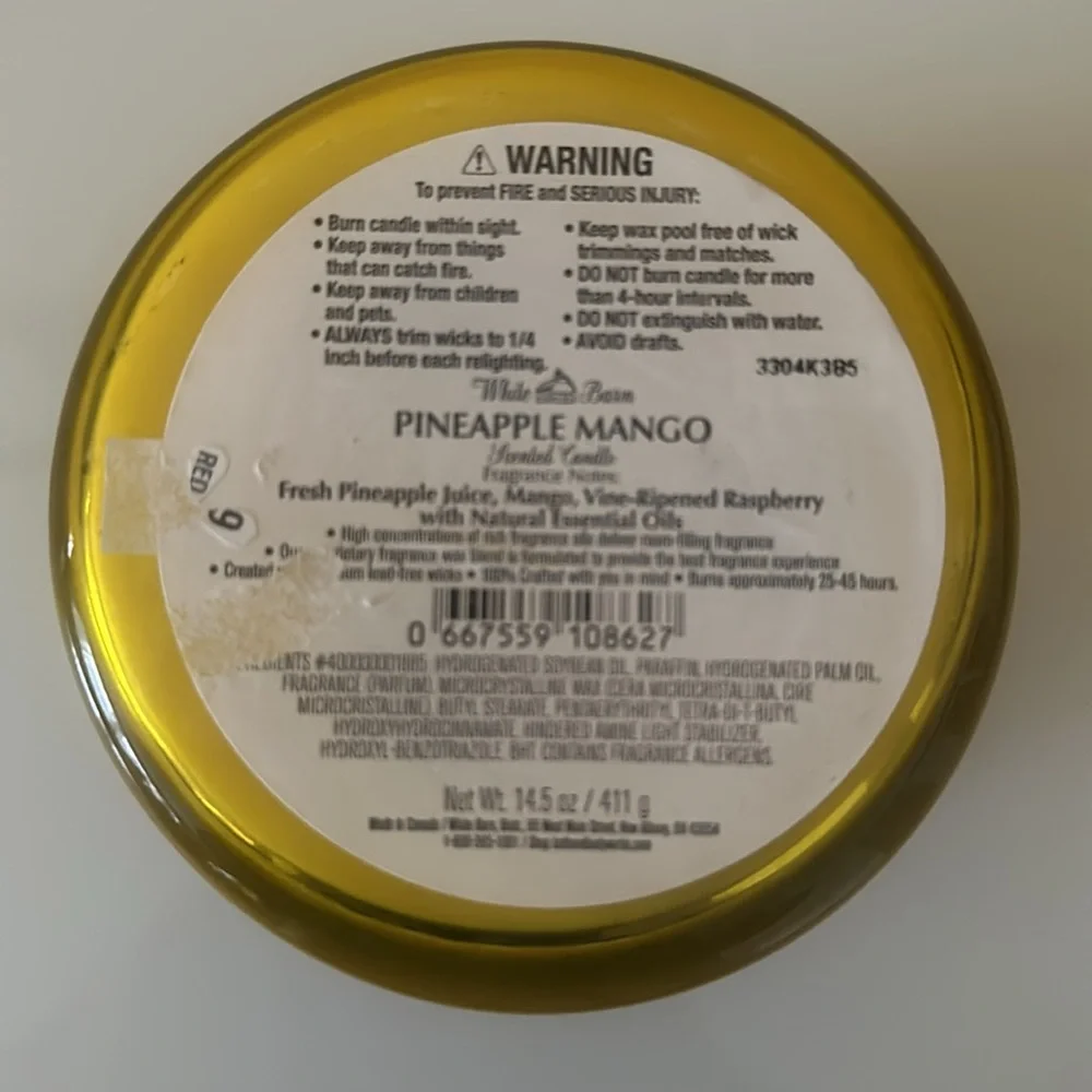 Bath & Body Works White Barn Pineapple Mango 3-Wick Candle